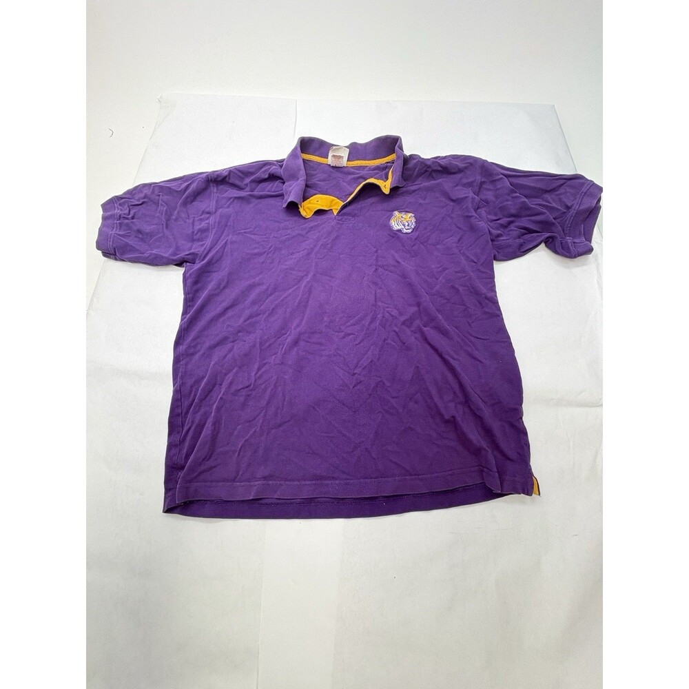 LSU Tigers Shirt Men Large Purple Heavyweight Cotton Red Oak Sportswear Polo